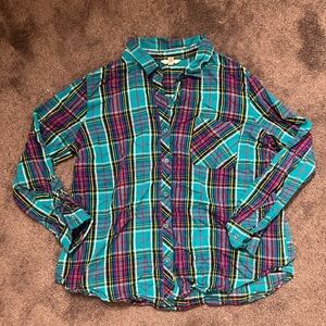 Colorful Plaid Button-Up Shirt